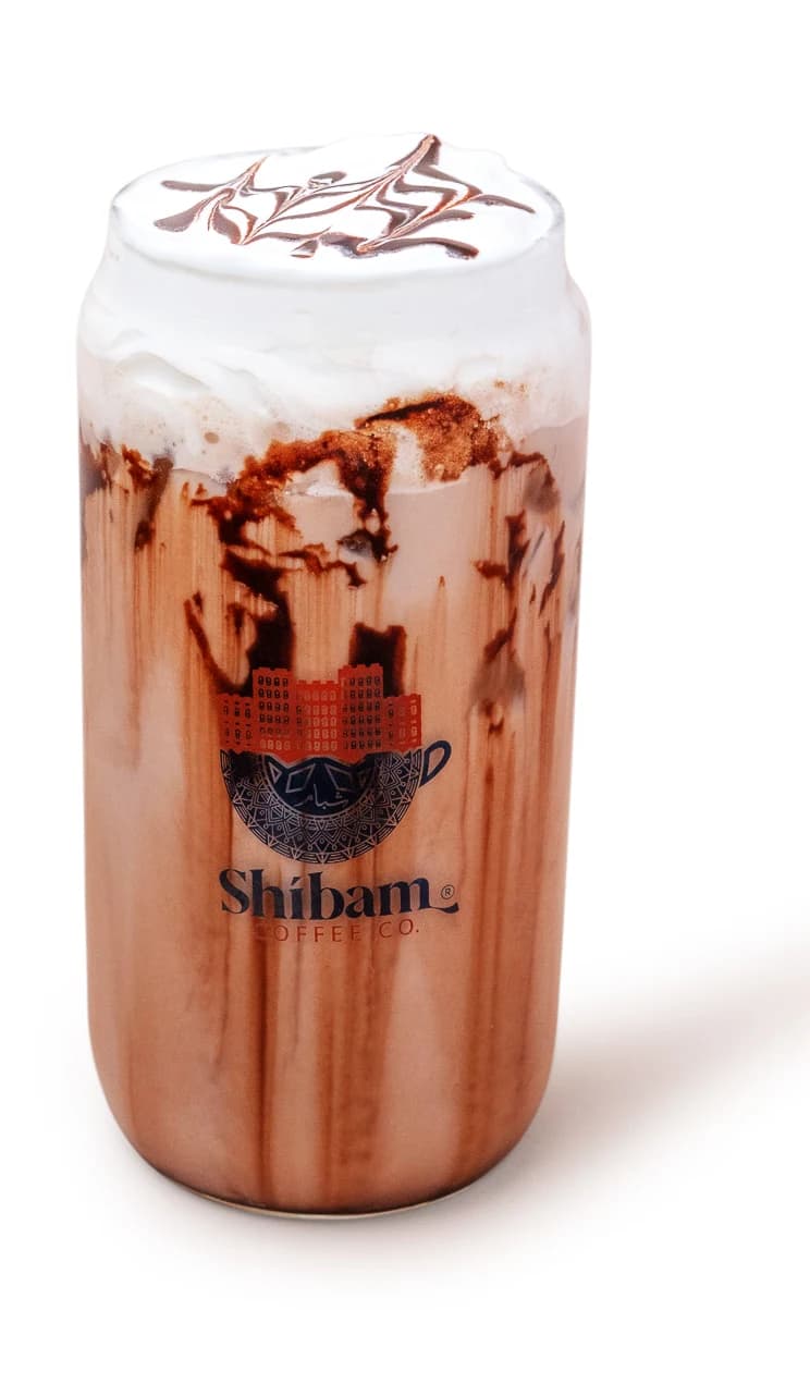 Iced Cocoa in a Shibam Coffee glass